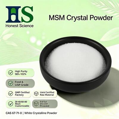 MSM-Kristallpulver Methylsulfonylmethan Dimethylsulfon Kundenspezifische Maschenweite verfügbar